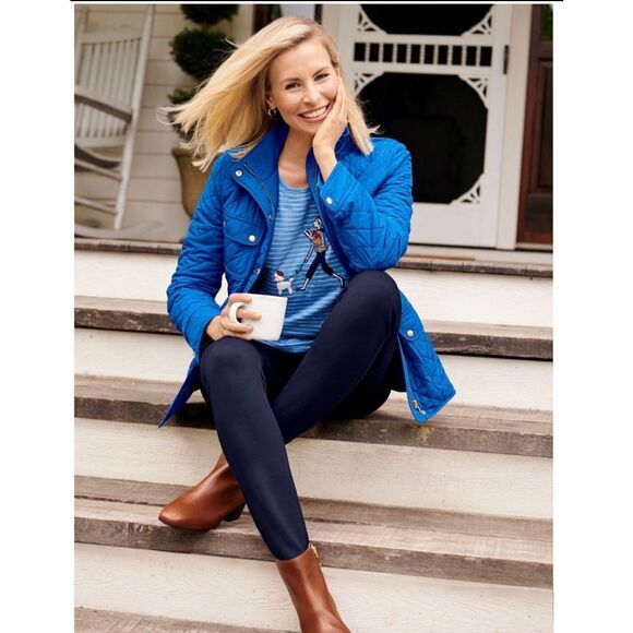 🚨‼️Final Sale‼️Talbots Diamond Quilted Jacket‎ Royal Blue M Petit - Picture 1 of 14